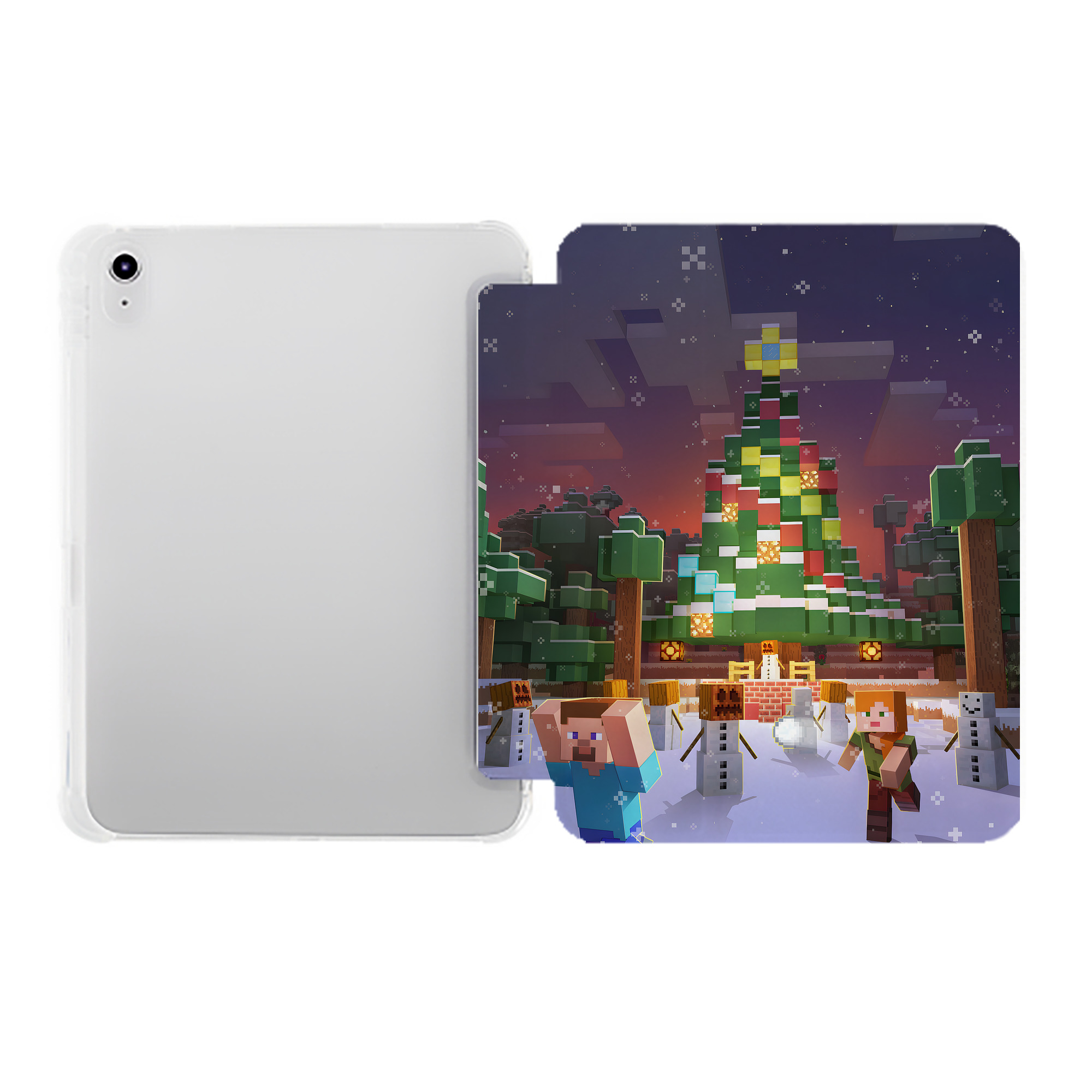 （画像用） マインクラフト ブロックの世界 Minecraft MC Block world IPad ケース ペン収納付き 三つ折りスタンド PUレザー×シリコン 対応機種9.5/10.5/10.9インチ